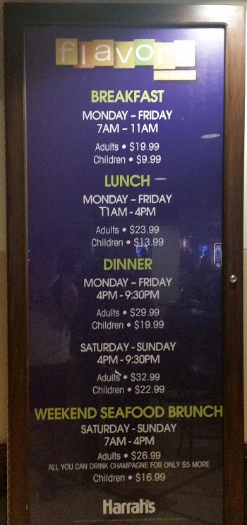 Pricing for Flavors buffet