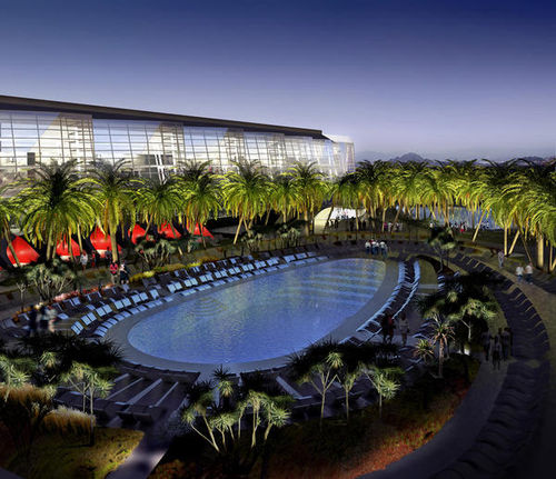 outdoor pool showing palm trees