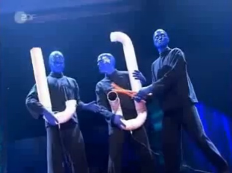 Blue Man Group performing at the Monte Carlo Theatre Las Vegas