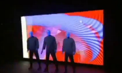 Blue Man Group performing at the Monte Carlo Theatre Las Vegas