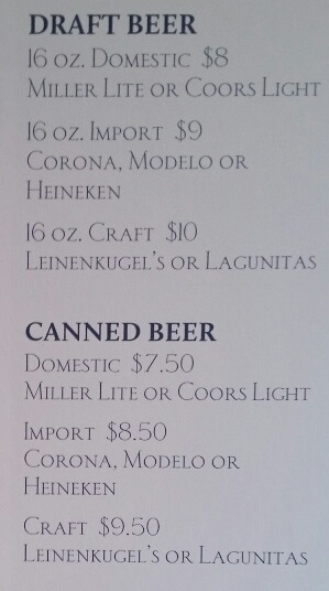 High prices on Can and draft beer are common at bars in Las Vegas