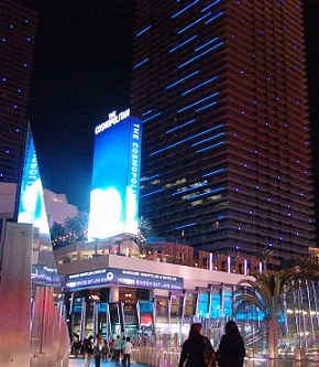 the cosmopolitan at night view from street