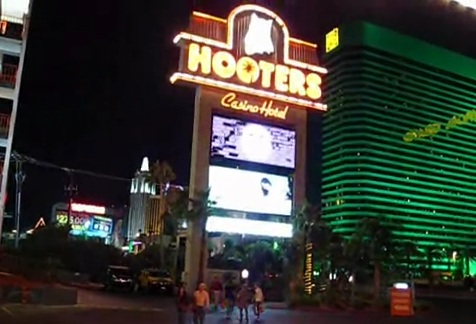 green mgm in the background of hooters