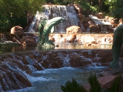 fountains at the entrance of mirage
