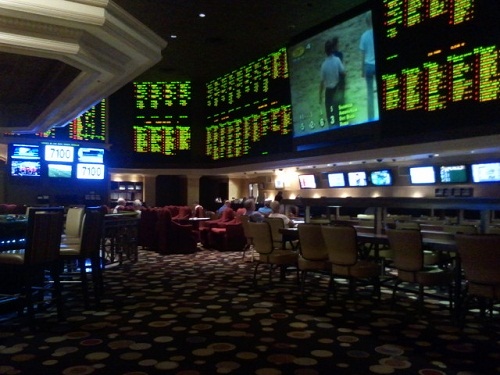 dim lighting in the sports book makes it relaxin