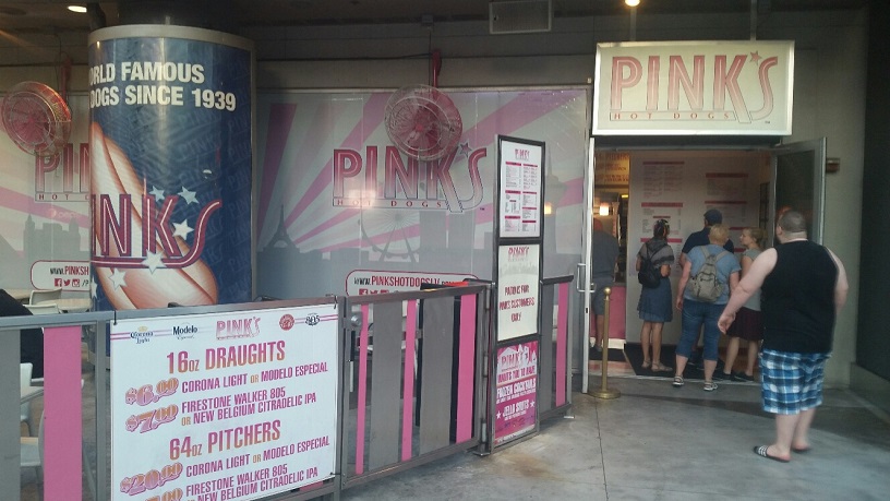 At the front of Planet Hollywood there are two fast service food options. This one is Pinks Hot Dogs.