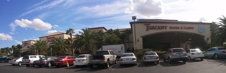 Front View of Tuscany Hotel and Casino. Free Parking and lots of it.