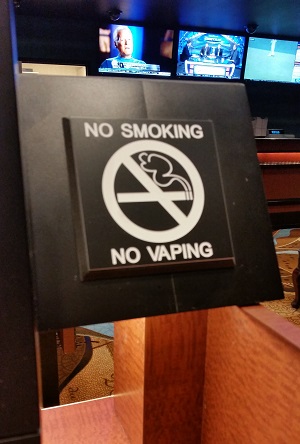 no smoking sign at the aria sports book