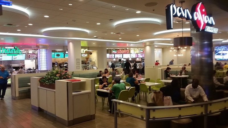Ballys Food Court is spacious and You can even watch sports as You eat