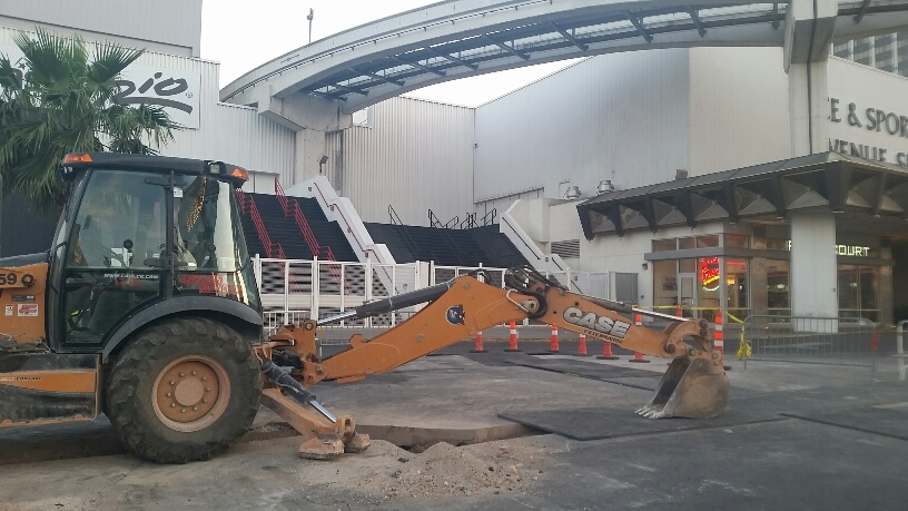 Construction under way for a parking gate at Ballys Sports Book