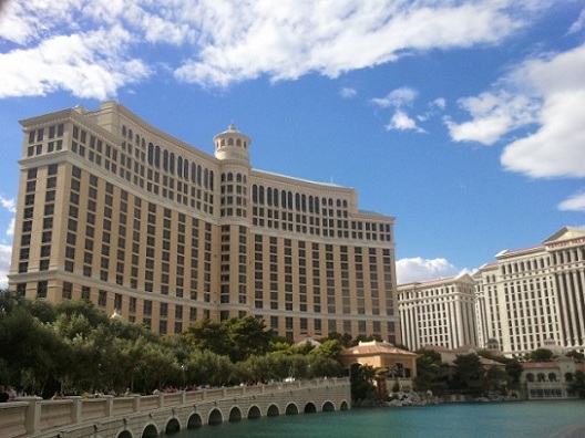 day shot of bellagio las vegas front from the south sid