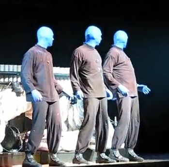 Blue Man Group performing at the Monte Carlo Theatre Las Vegas