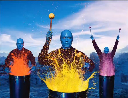 Blue Man Group performing at the Monte Carlo Theatre Las Vegas