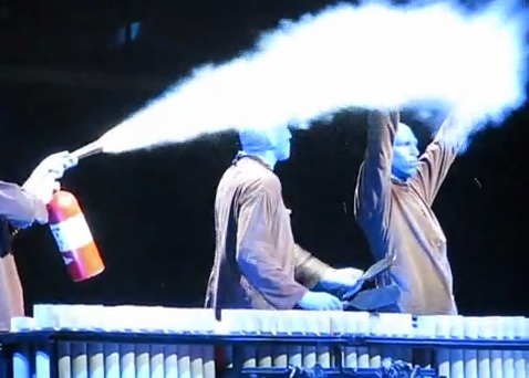 Blue Man Group performing at the Monte Carlo Theatre Las Vegas