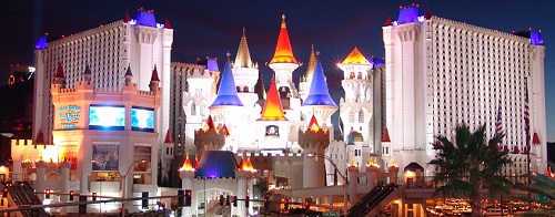 night picture of excalibur las vegas