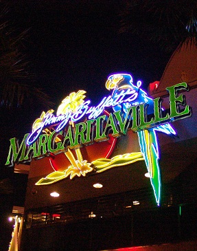 night view of the parrots sign at margaritaville