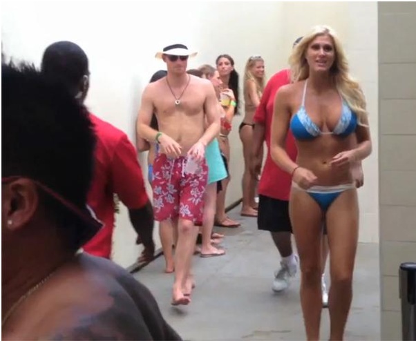 girl with huge tits walks in front of prince harry